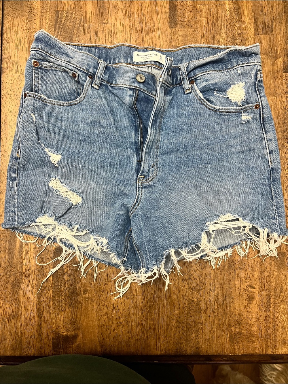 Abercrombie & Fitch Light Blue Distressed Frayed Hem Denim Shorts